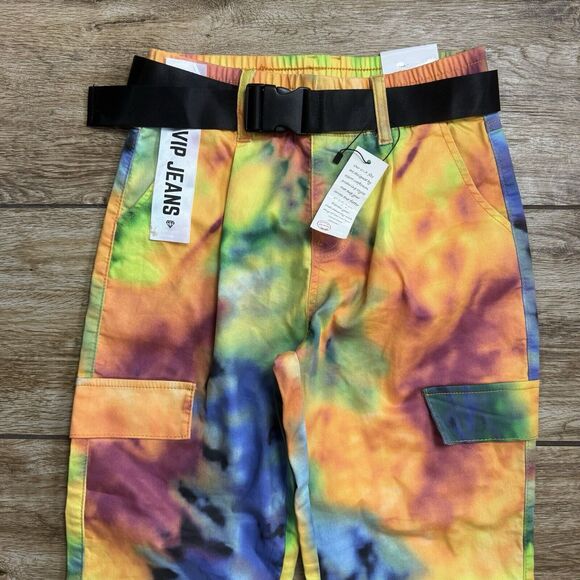 VIP Jeans Tie-Dye Cargo Jogger Pant Juniors Size 1/2 NEW - Picture 4 of 8
